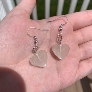 NEW RESIN HANDMADE CLEAR HEART EARRINGS JEWELRY